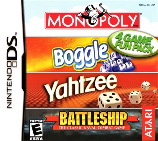 4 Game Fun Pack - Monopoly + Boggle + Yahtzee + Battleship (USA)